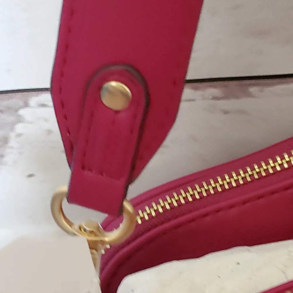 Time and Tru recycled materials puffer quilted camera bag crossbody bag magenta